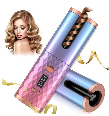 Rechargeable Cordless Hair Curling Iron with LCD Display