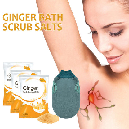 Ginger Bath Salt Scrub with Exfoliating Glove