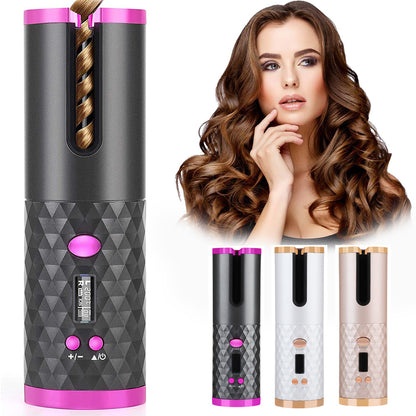 Rechargeable Cordless Hair Curling Iron with LCD Display