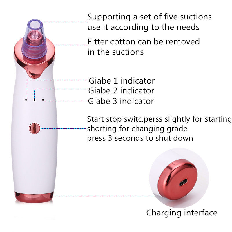 Blackhead Remover Vacuum Suction Tool for Facial Pore Cleaning