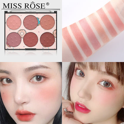 Skin-Friendly Rouge Palette: Six Shades of Natural Blush